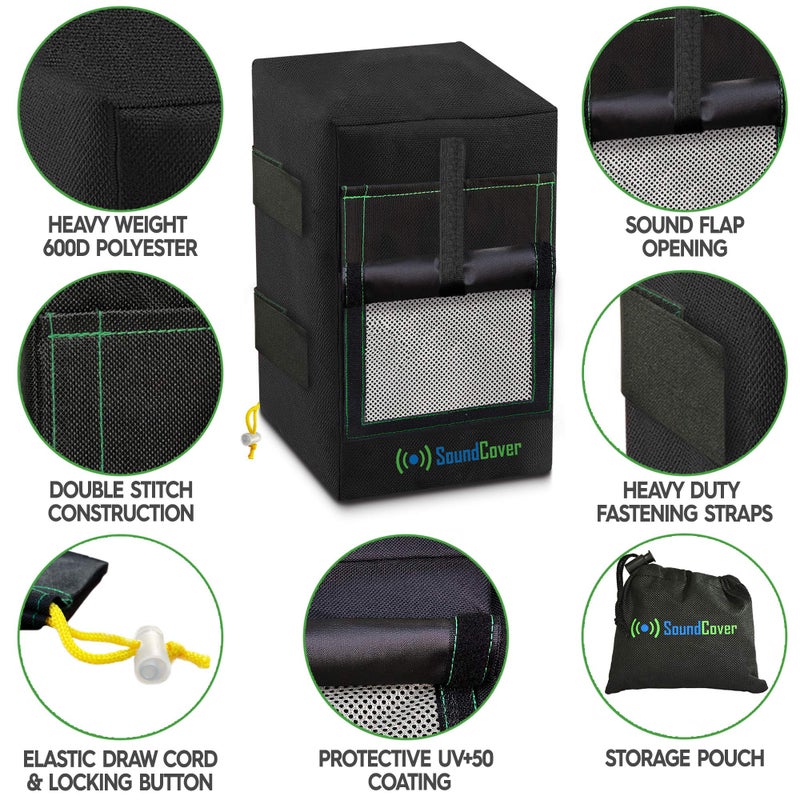 SoundCover Two Black Waterproof 600D Outdoor Speaker Covers for C-Bracket Mounted Speakers â€“ Fits Yamaha NS-AW194, Polk Audio Atrium 4 (Max Dimensions: H 9.85" x W 5.9" x D 6.9") - Image 2