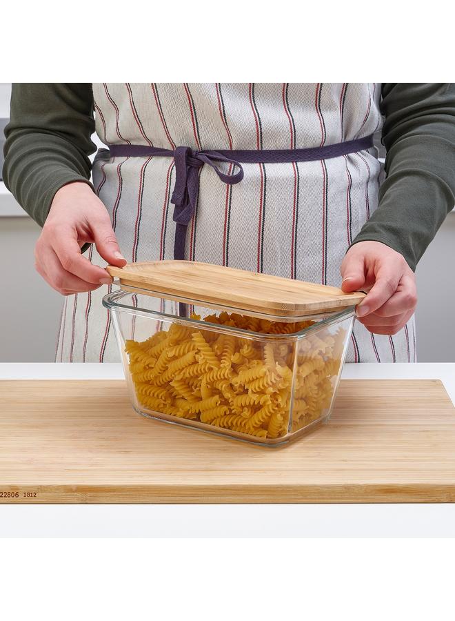 erorex Food container with lid, rectangular glass/bamboo, 1.8 l - Image 5