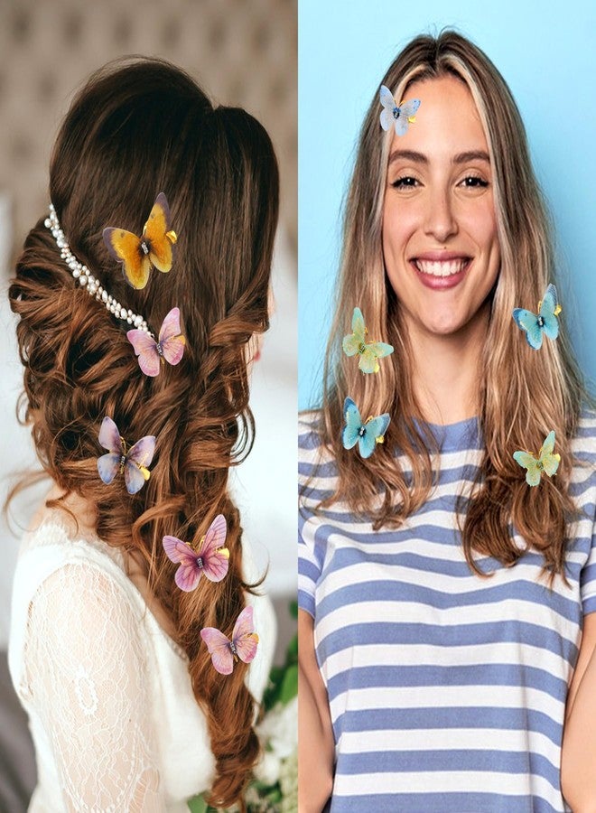 HLTOO 24PCS Rhinestones Butterfly Hair Clips, Glitter Hold Hair Jaw Barrettes, Small Hair Accessories with Alligator Clips, for Women and Girls Hair Styling Accessories, 12 Colors - Image 4