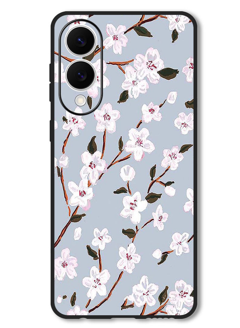 Theodor Case Compatible with Samsung Galaxy S25 Edge 6.7 Inch Protection Shockproof Bumper Cover White Flower - Image 1