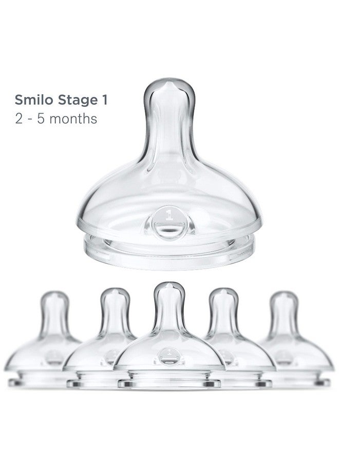 Smilo Anti-Colic Bottle Nipple, Slow Flow 2M+, Stage 1 Suitable from 2 to 5 Months, Smooth Flow Anti-Colic (Pack of 6) - Image 2