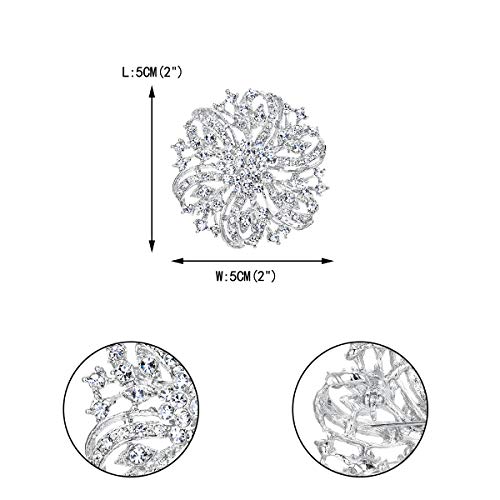 EVER FAITH Austrian Crystal Vintage Inspired Bridal Flower Brooch Corsage Clear Silver-Plated-Base - Image 3