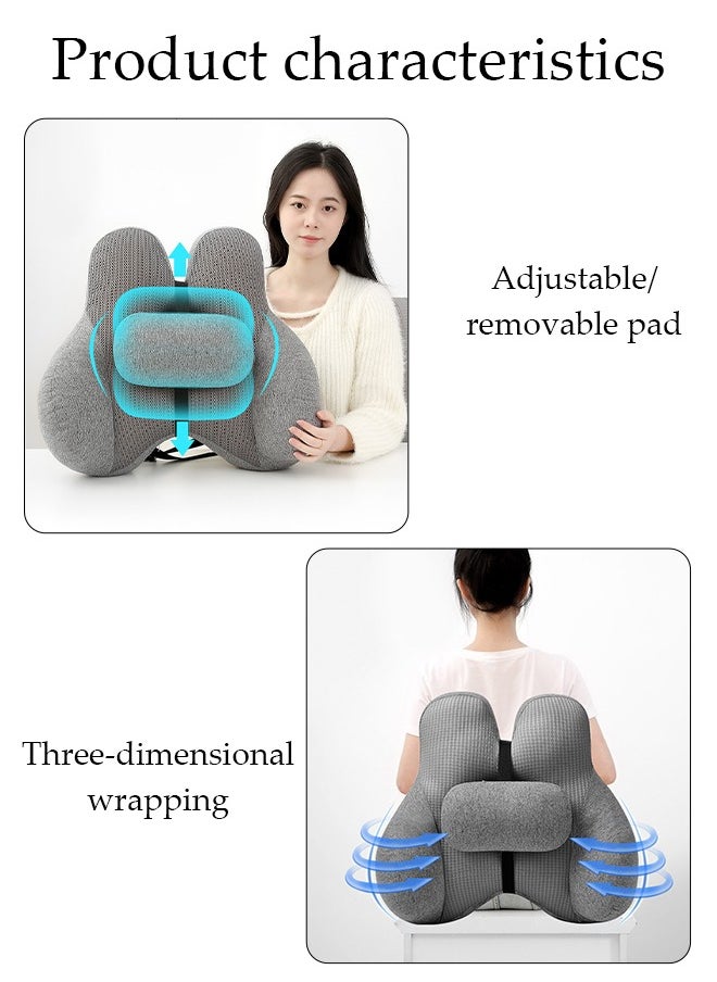 DUNISO - Adjustable Lumbar Support Pillow with Adjustable Slider for Office Chair and Car Seat, Ergonomic Memory Foam Back Cushion for Improve Lower Back PainRelief and Sitting Posture - Image 1
