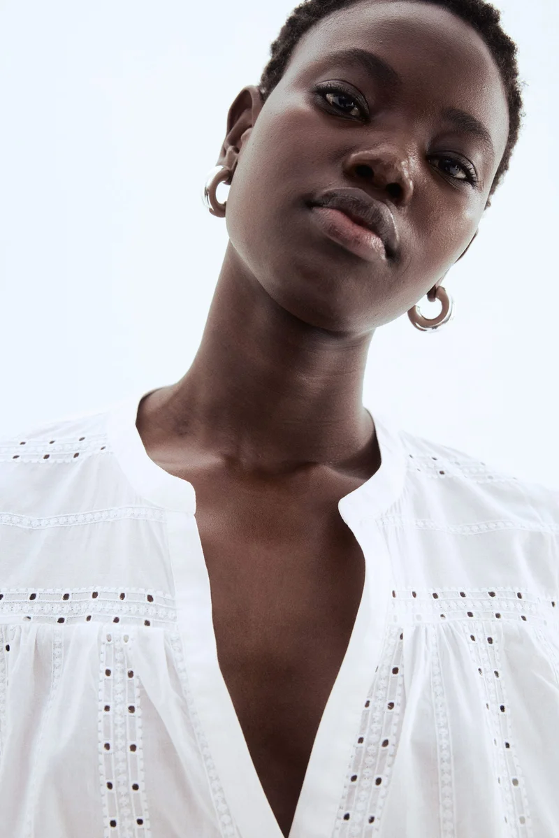 H&M Embroidered cotton blouse