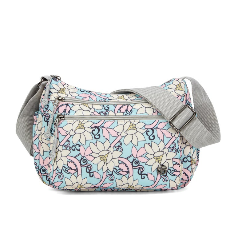 Wytidian Crossbody Bags for Women Waterproof Nylon Shoulder Bag Roomy Multiple Pockets Messenger Purses Handbags (Floral 01) - Image 1