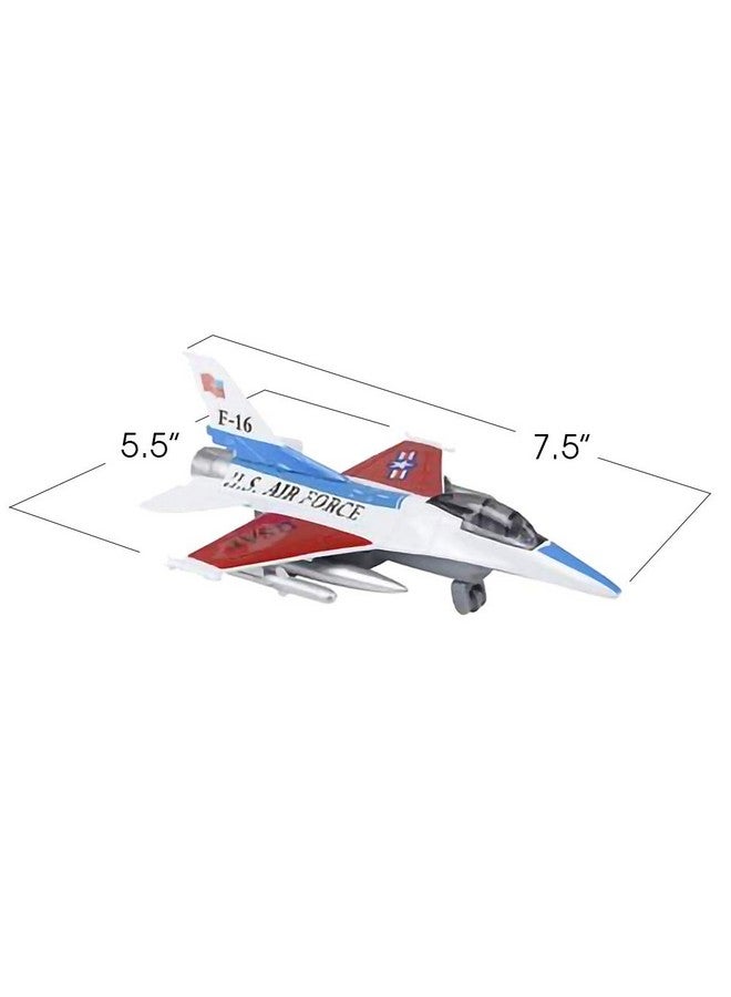 ArtCreativity ArtCreativity Diecast F-16 Jets with Pullback Mechanism, Set of 2, 7.5 inches Diecast Metal Jet Plane Fighter Toys for Boys, Air Force Military Cake Decorations, Party Favors, Goodie Bag Fillers  - Image 3