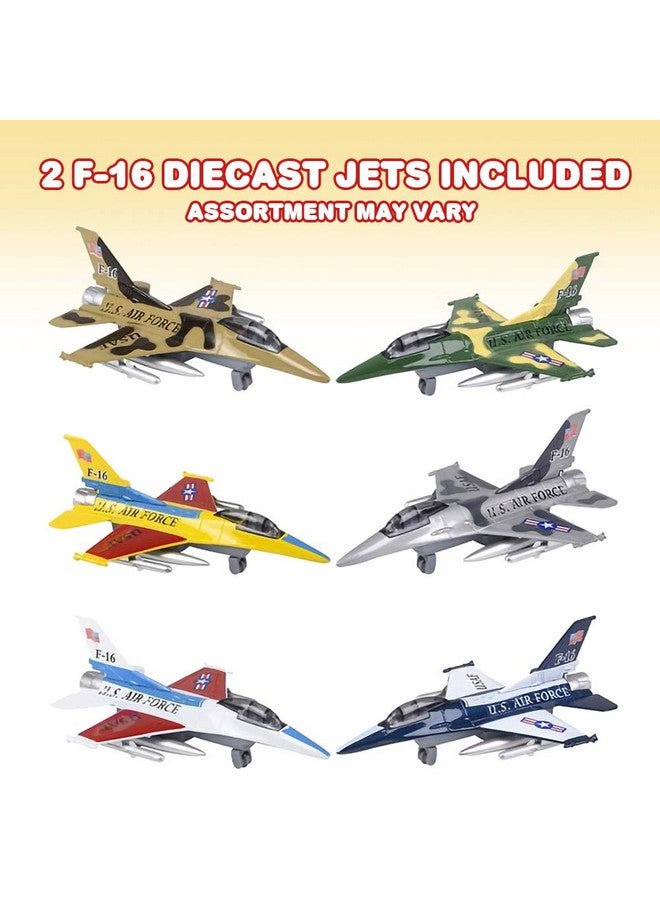 ArtCreativity ArtCreativity Diecast F-16 Jets with Pullback Mechanism, Set of 2, 7.5 inches Diecast Metal Jet Plane Fighter Toys for Boys, Air Force Military Cake Decorations, Party Favors, Goodie Bag Fillers  - Image 2