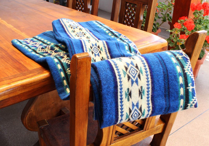 Off the Grid Inca Aztec Throw, Queen, King Blanket | Southwest Indian Navajo Boho Style | Native Cover for Camping, Bedding, Couch, Vanlife | Faux Alpaca, Lightweight, Hypoallergenic (Kocha Blue, Throw) - Image 4