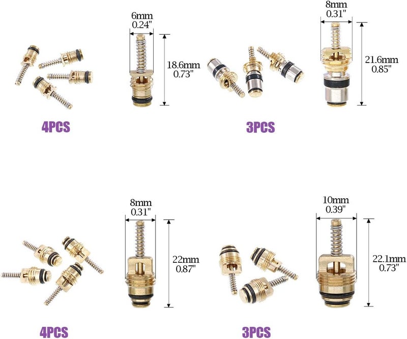 Swpeet 102Pcs Air Conditioning Valve Core Accessories Kit, Including Assortment R12 R134a Valve Core Refrigeration Tire Valve Stem Cores with Remover Tool for Most Cars - Image 4