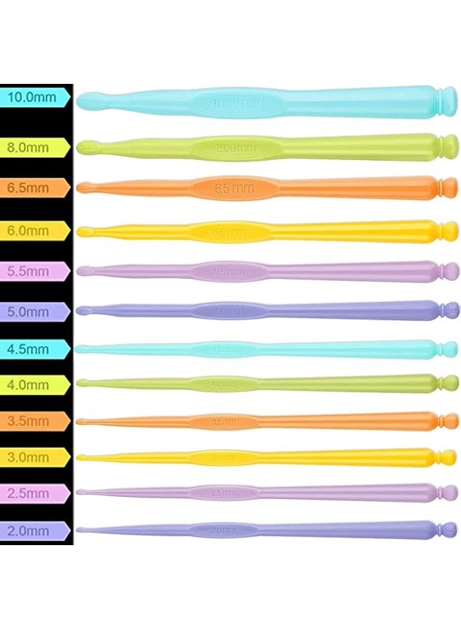 YiYFiT Candy-colored Plastic Crochet Hooks,12 pcs 2.0-10.0 mm Ergonomic Handle Crochet Knitting Needles Set Making Tool Yarn Set DIY Crochet Hooks Set for Crochet Enthusiasts Beginners Kids  - Image 3