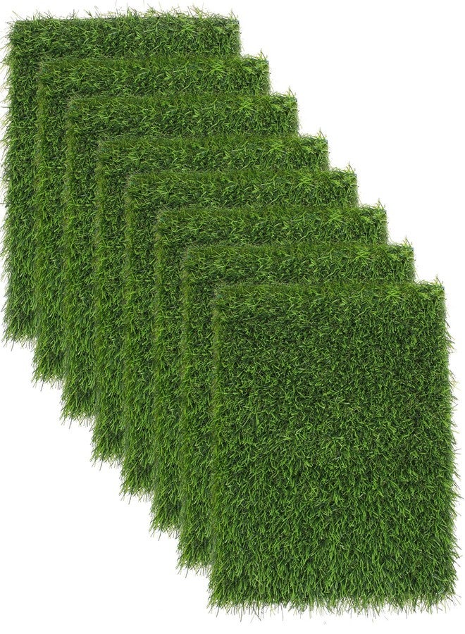 Kesfey 8 Packs 12 x 12 Inch Squares Grass Placemats Artificial Grass Mat Fake Turf Astroturf Squares Placemat Synthetic Grass Turf Patch Washable Green Fake Grass Patch Tiles for Outdoor Picnic Party - Image 1