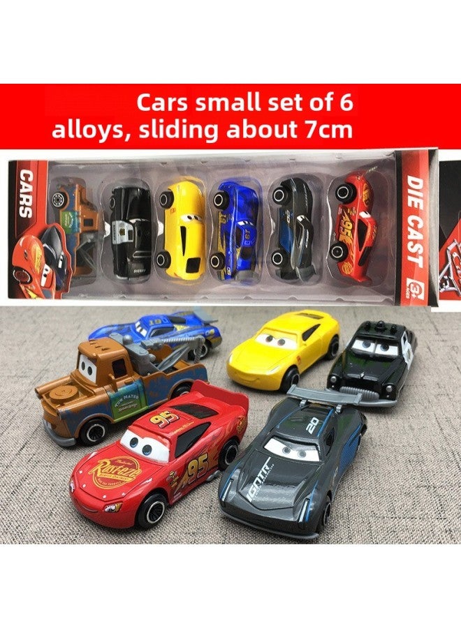 Boxed 6 Car Story Alloy Racing Sheriff McQueen Die Model Sliding Car Ornaments-Color:[four Cars 1 Container] Cars Alloy Racing Box  - Image 2