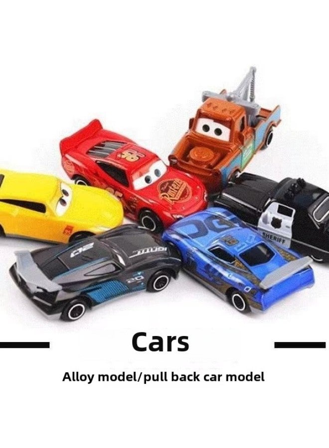 Boxed 6 Car Story Alloy Racing Sheriff McQueen Die Model Sliding Car Ornaments-Color:[four Cars 1 Container] Cars Alloy Racing Box  - Image 4