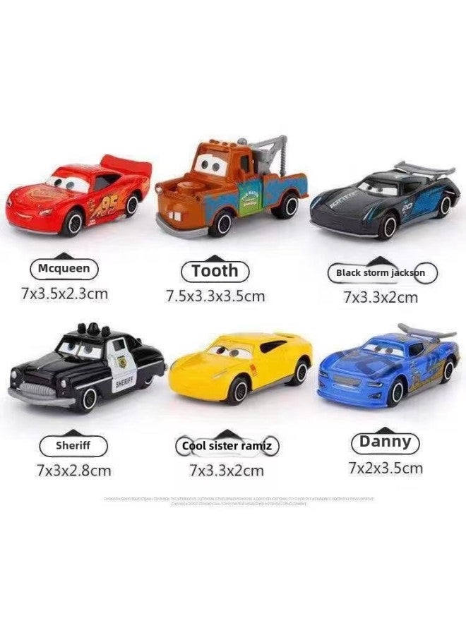 Boxed 6 Car Story Alloy Racing Sheriff McQueen Die Model Sliding Car Ornaments-Color:[four Cars 1 Container] Cars Alloy Racing Box  - Image 5