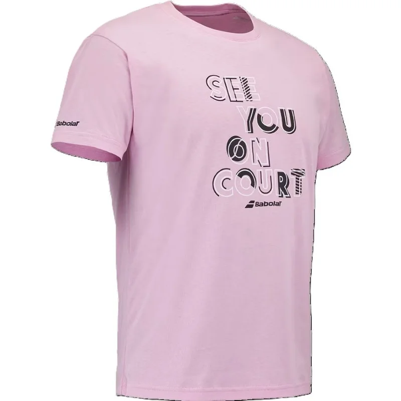 بابولات BABOLAT TENNIS EXERCISE MESSAGE TEE, 4MS26445, PINK, L