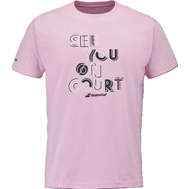 بابولات BABOLAT TENNIS EXERCISE MESSAGE TEE, 4MS26445, PINK, L