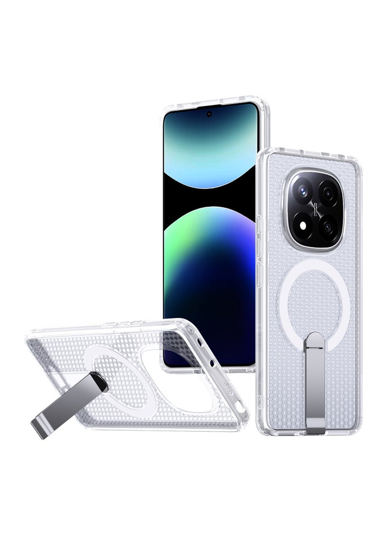 Compatible with Redmi Note 14 Pro Plus 5G Cellular Heat Dissipation Stand Magnetic Car Mount with Drop Protection Full-Coverage Protective Case