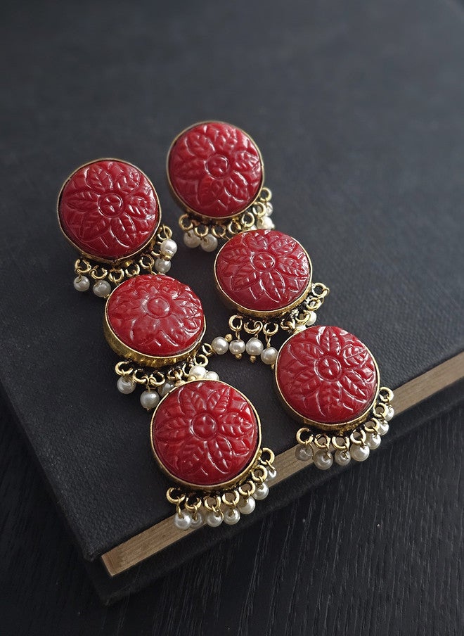 Binnis Wardrobe Red Drop Earrings - Image 2