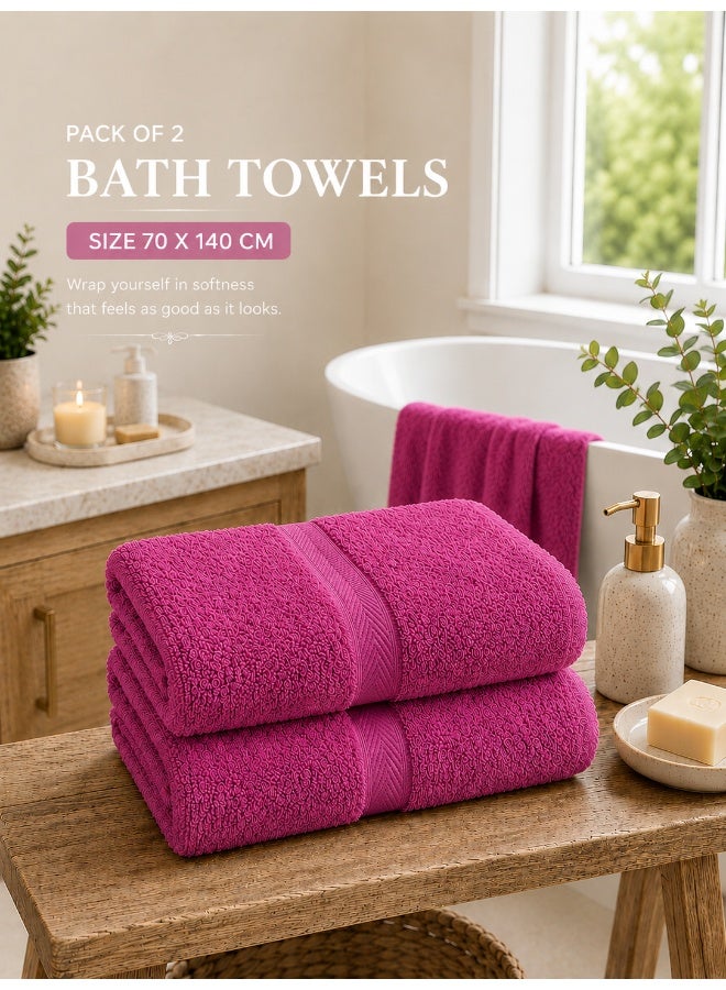 Princess 2-Piece Fast Absorbent Bath Towel Set Fuschia Pink 70 x 140cm - Image 3