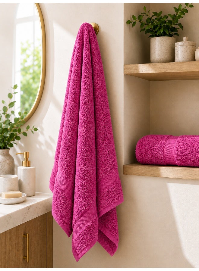 Princess 2-Piece Fast Absorbent Bath Towel Set Fuschia Pink 70 x 140cm - Image 4