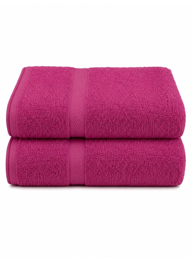 Princess 2-Piece Fast Absorbent Bath Towel Set Fuschia Pink 70 x 140cm - Image 1
