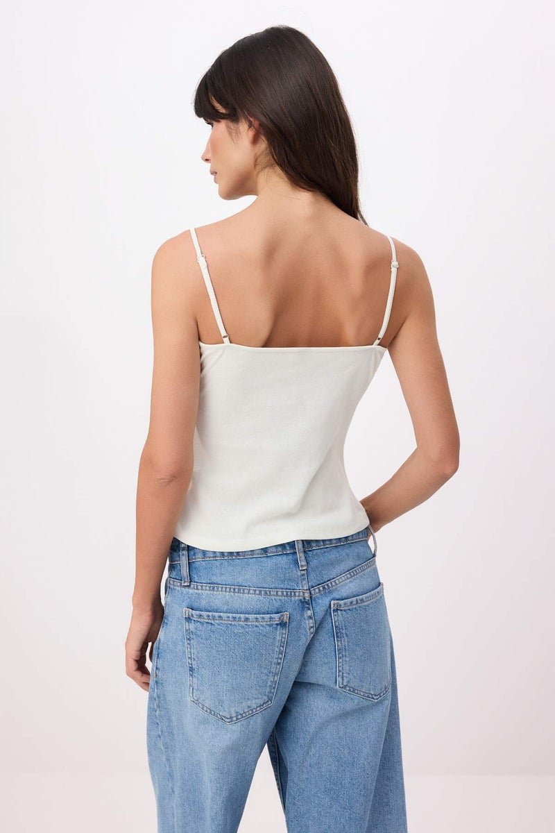 trendyol Ecru Fitted/Body-Fitting Strapless Thin Strap Sleeveless Cotton Ribbed Knitted Undershirt Twoss26Al00033 - Image 4