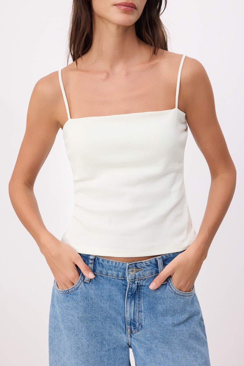 trendyol Ecru Fitted/Body-Fitting Strapless Thin Strap Sleeveless Cotton Ribbed Knitted Undershirt Twoss26Al00033 - Image 3