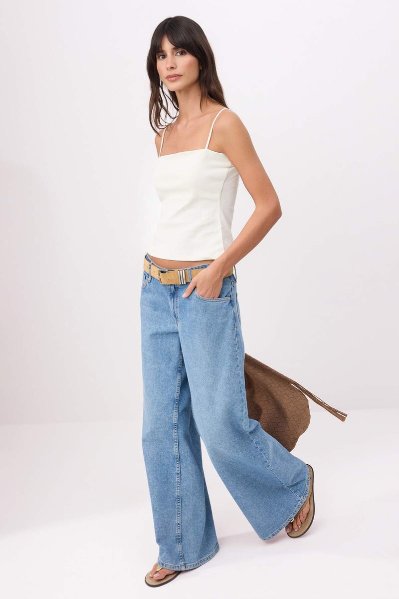trendyol Ecru Fitted/Body-Fitting Strapless Thin Strap Sleeveless Cotton Ribbed Knitted Undershirt Twoss26Al00033 - Image 2
