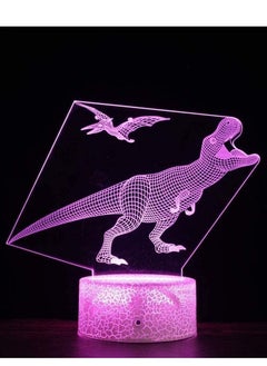 Multicolour 3D LED Illusion Lamp Night Light 16 Colors USB Powered Dimmable Touch Control with 16 Color Remote Control for Boys Girls Boys Birthday Gifts Dinosaur