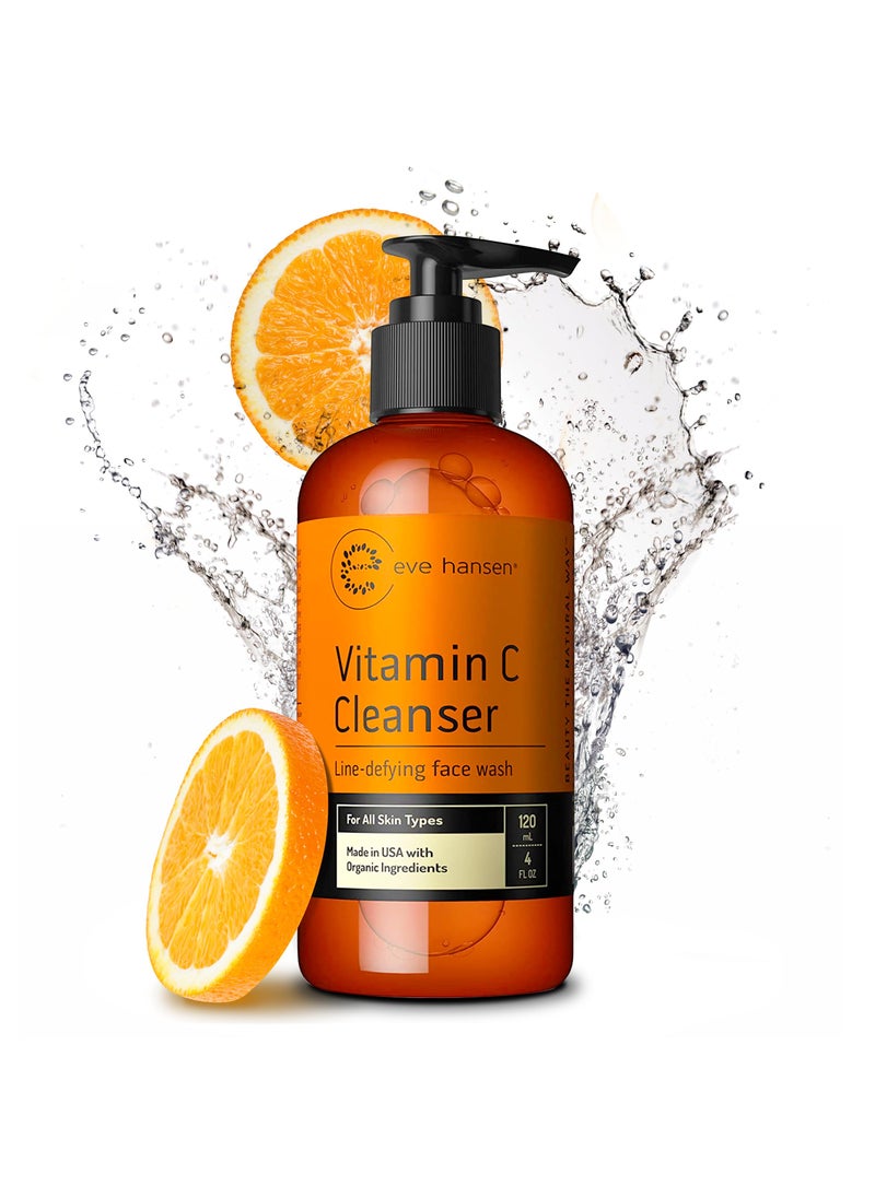 Eve Hansen - Vitamin C Cleanser Face Wash | Anti Aging Facial Cleanser for Fine Lines, Age Spots, Dark Circles | Cruelty Free Skin Care Cleansing Gel with Aloe Vera, Vitamin E (4 oz) - Image 1