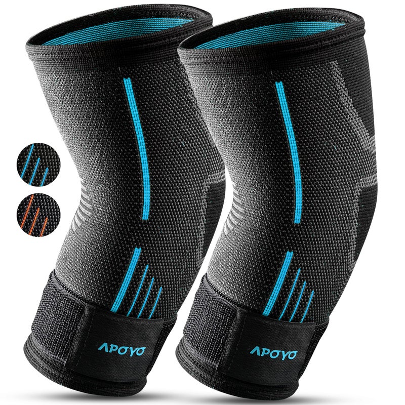 APOYO Elbow Brace for Tendonitis and Tennis Elbow, (Pair) Compression Sleeve for Arthritis, Workouts, Reduce Joint Pain During Fitness Activity (Large) - Image 1