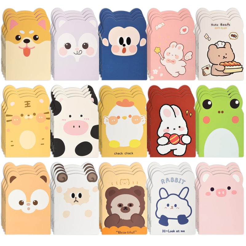 Ulema 100 Packs Mini Notebooks for School Mini Cute Animal Notebooks Mini Notebooks Bulk for Christmas Day Office Classroom prizes College Ruled Pages(Cartoon Animals) - Image 1