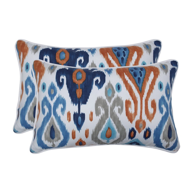 Pillow Perfect 620206 OutdoorIndoor Paso Azure Lumbar Pillows 115 x 185 Blue 2 Pack