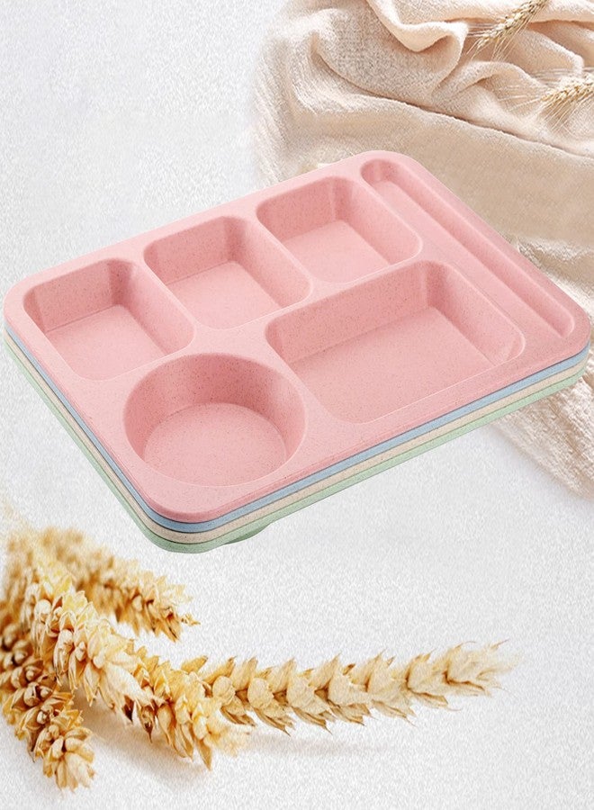 TOPZEA 4 Pack Unbreakable Divided Plates, 6 Compartments Wheat Straw Sectional Dinner Plates Portion Control Plate Plastic Cafeteria School Lunch Tray for Adult, Microwave & Dishwasher Safe,14"x10.5" - Image 3