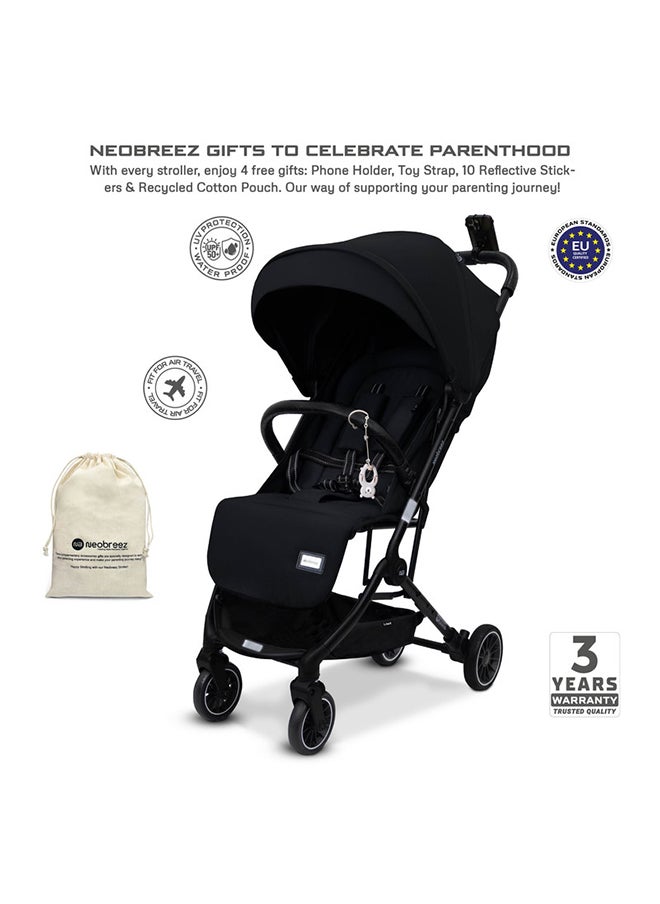 neobreez LITEX Lightweight Cabin Size Travel Baby Toddler Stroller|Trolley Handle Pushchair, Waterproof UPF 50+Canopy, Gift And String Bag, Phone Holder And Toy Strap, Reflective Sticker, 0-3yrs, 15kg, 3yrs Warranty  - Image 2