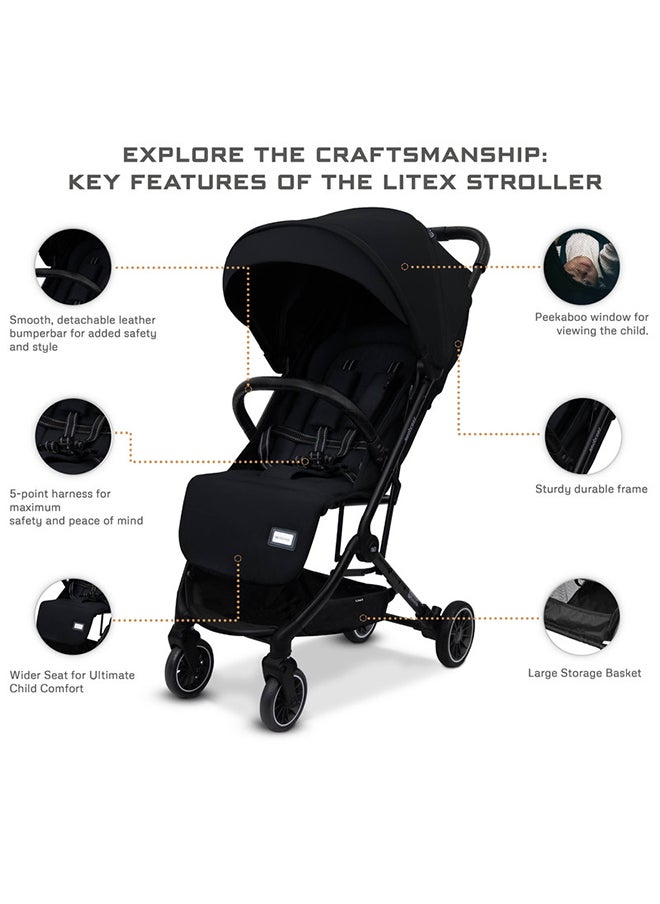 neobreez LITEX Lightweight Cabin Size Travel Baby Toddler Stroller|Trolley Handle Pushchair, Waterproof UPF 50+Canopy, Gift And String Bag, Phone Holder And Toy Strap, Reflective Sticker, 0-3yrs, 15kg, 3yrs Warranty  - Image 3