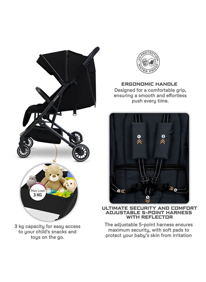 LITEX Ultra-Lightweight Cabin Size Approved Travel Stroller|Trolley Handle Compact Foldable Pushchair,  Baby Kids Todddler Stroller, Travel Trolley,  Waterproof UPF 50+Canopy, 0-3yrs,  15kg,  3yrs Warranty