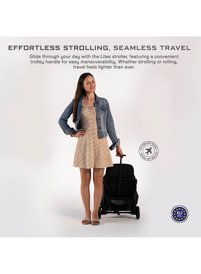 LITEX Ultra-Lightweight Cabin Size Approved Travel Stroller|Trolley Handle Compact Foldable Pushchair,  Baby Kids Todddler Stroller, Travel Trolley,  Waterproof UPF 50+Canopy, 0-3yrs,  15kg,  3yrs Warranty