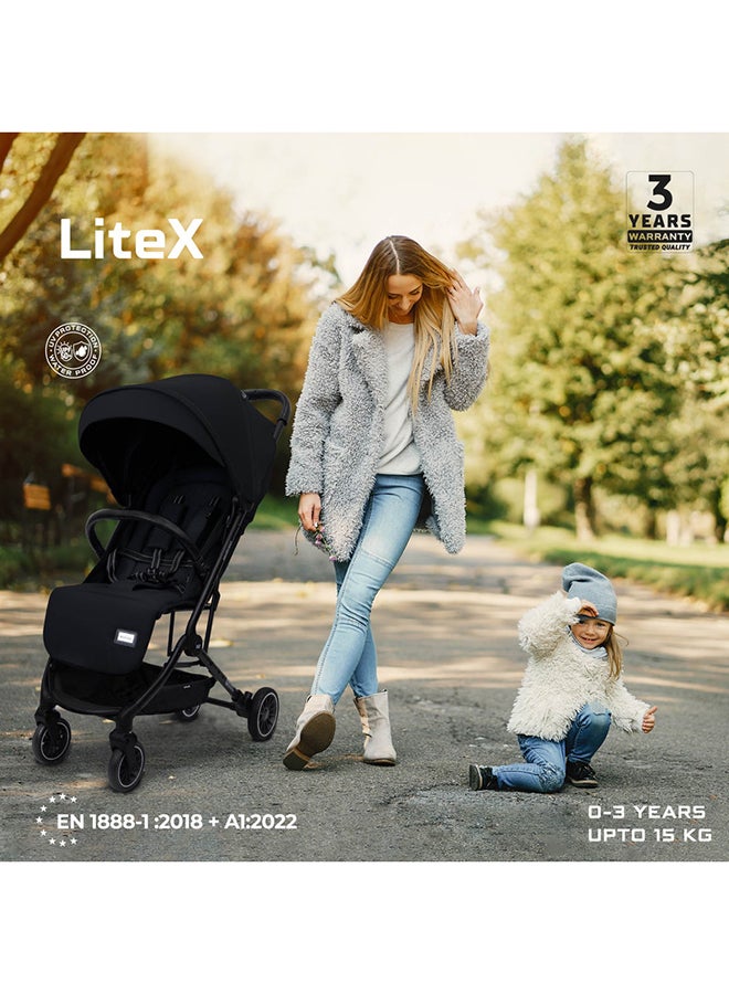 LITEX Ultra-Lightweight Cabin Size Approved Travel Stroller|Trolley Handle Compact Foldable Pushchair,  Baby Kids Todddler Stroller, Travel Trolley,  Waterproof UPF 50+Canopy, 0-3yrs,  15kg,  3yrs Warranty
