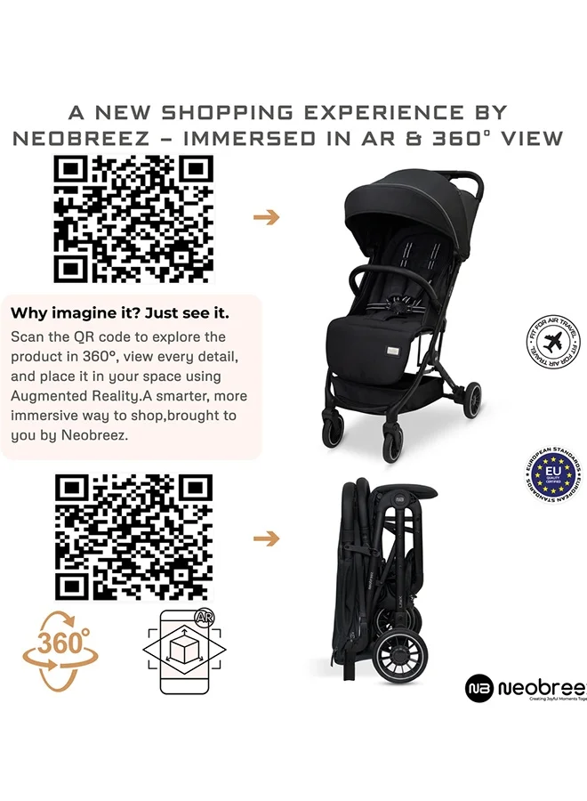 نيوبريز عربة أطفال  خفيفة الوزن معتمدة لحجم المقصورة، مقبض عربة قابل للطي المدمج، عربة أطفال للسفر، مظلة مقاومة للماء  +، - سنوات،  كجم، ضمان  سنوات