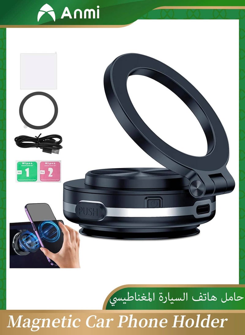Anmi Electric Vacuum Magnetic Car Phone Mount, 360° Rotatable Car Suction Phone Mount, Strong Suction for Car & All Smooth Surface,Compatible with All Phone Types (Black)  - Image 1