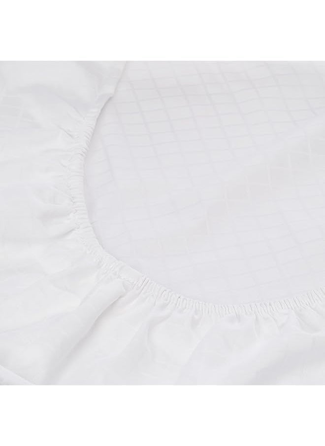 Hotel Linen Klub Queen Fitted Sheet 1Pc 100 Percent Cotton 250Tc Dobby Box Sateen Size: 180X200+30Cm White  - Image 2