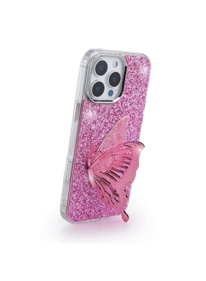 JSJM IP14 PRO SHINING BUTTERFLY CASE WITH STAND For   IPHONE 14 PRO (Design- 141) [Pink Color] - Image 4