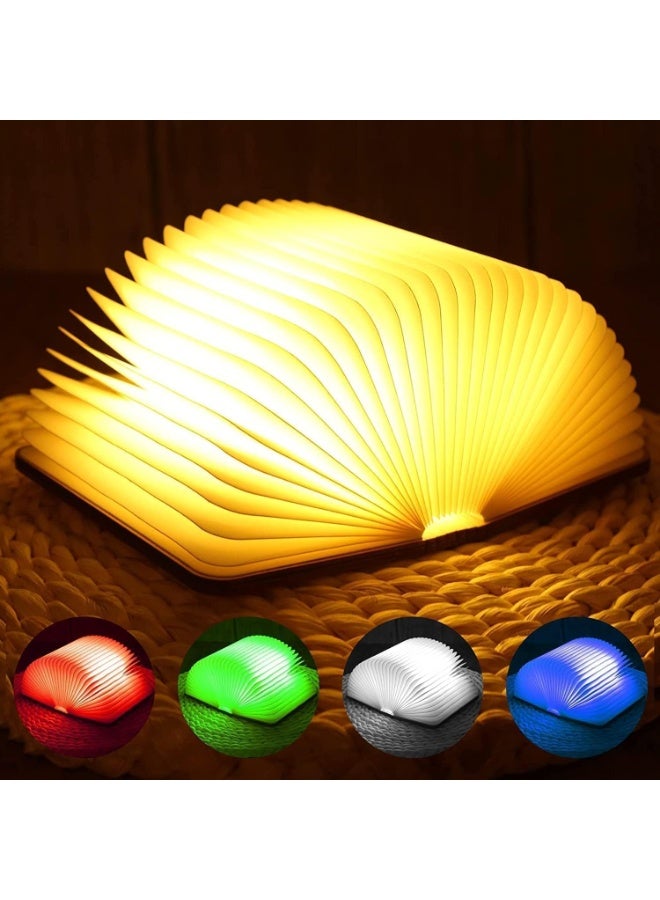 مصباح الكتاب الخشبي ، مصباح الكتاب الجديد القابل للطي ، 5 ألوان مصباح LED ، مصباح طاولة شحن USB المحمول ، تصميم مغناطيسي هدية إبداعية للأطفال والآباء والأصدقاء - Image 1