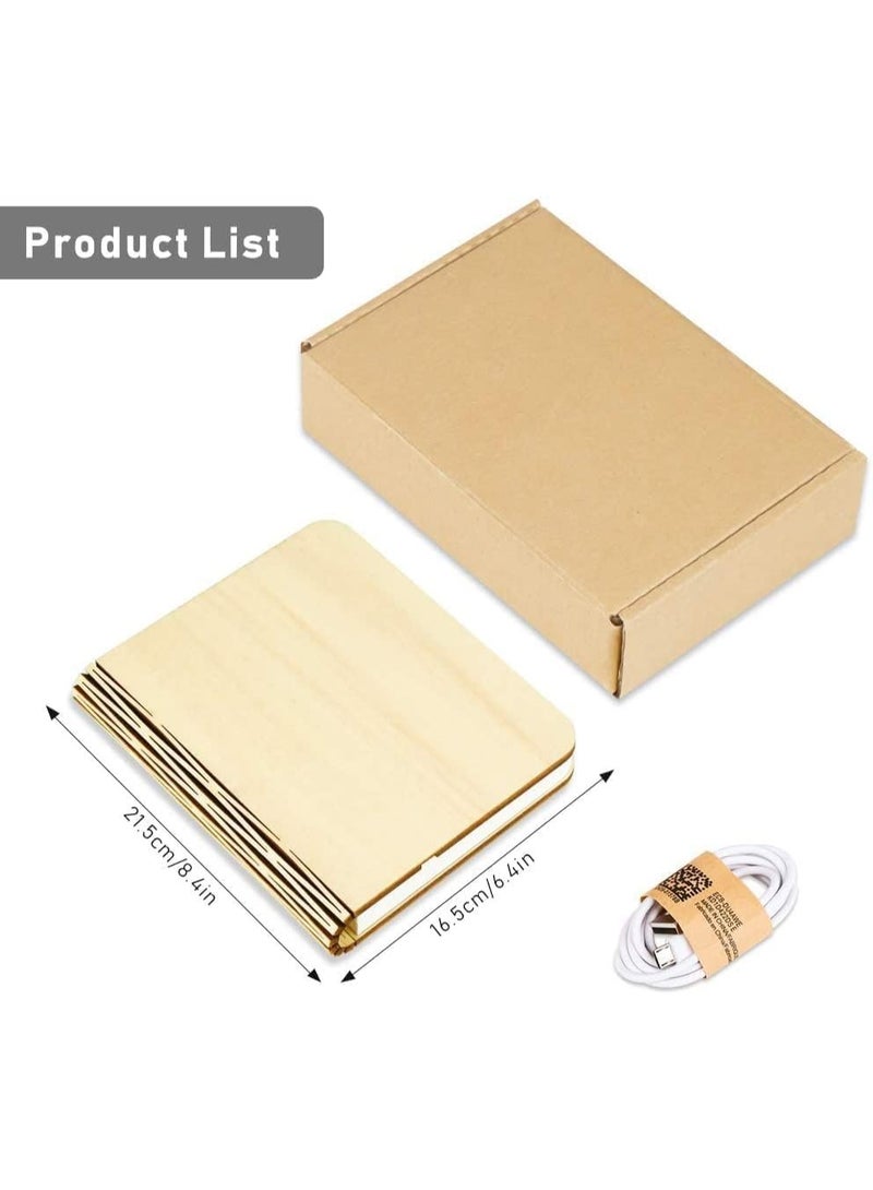 مصباح الكتاب الخشبي ، مصباح الكتاب الجديد القابل للطي ، 5 ألوان مصباح LED ، مصباح طاولة شحن USB المحمول ، تصميم مغناطيسي هدية إبداعية للأطفال والآباء والأصدقاء - Image 2