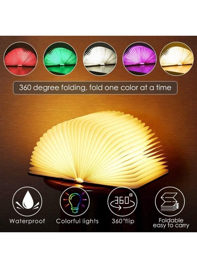 مصباح الكتاب الخشبي ، مصباح الكتاب الجديد القابل للطي ، 5 ألوان مصباح LED ، مصباح طاولة شحن USB المحمول ، تصميم مغناطيسي هدية إبداعية للأطفال والآباء والأصدقاء - Image 4