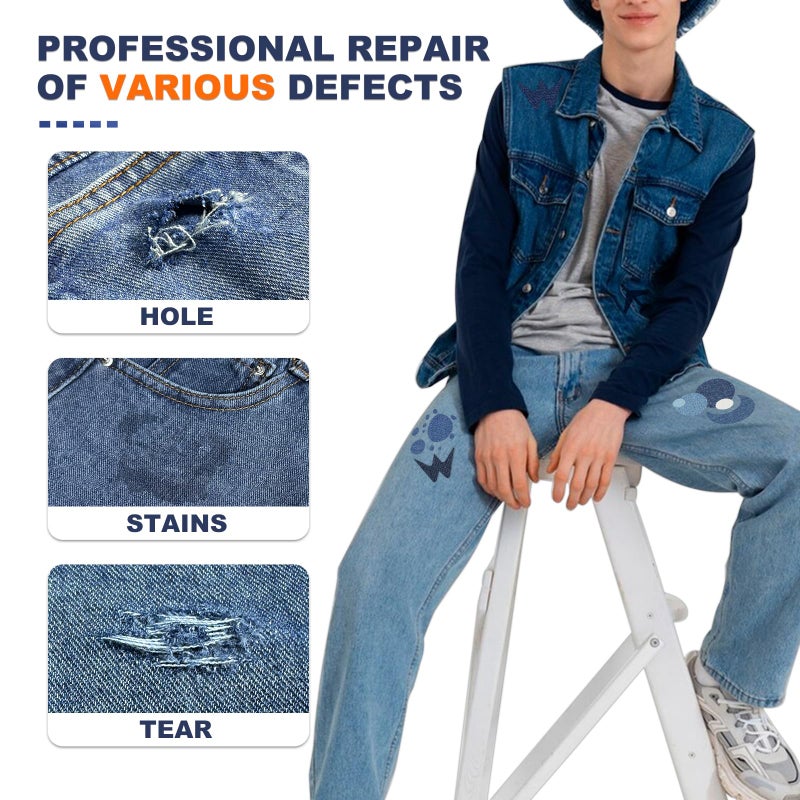 Azobur Iron on Patches for Clothing Repair, 8 Pcs Jean Patches for Inside and Outside, Sew on Iron on Denim Patches for Jeans Kits 5"x 8"ï¼ˆEight Colorsï¼‰ - Image 4