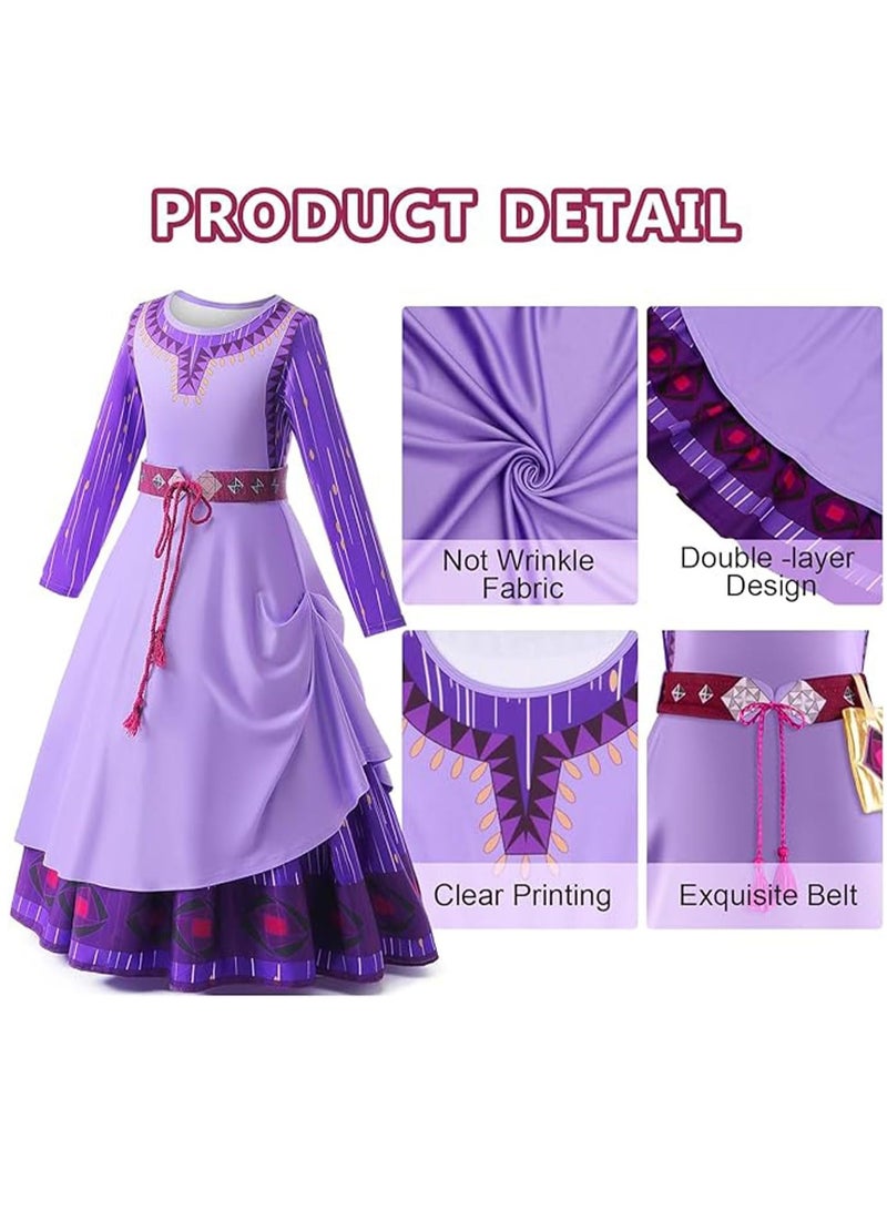 VUCATIN Wish Asha Cosplay Dress Up Costume, Girls Princess Dress Cosplay Outfits with Accessories 2+ Year Old Girls (B) - Image 2