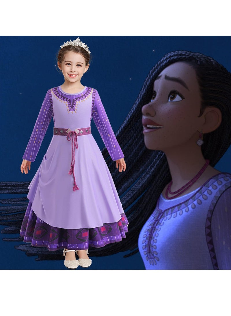 VUCATIN Wish Asha Cosplay Dress Up Costume, Girls Princess Dress Cosplay Outfits with Accessories 2+ Year Old Girls (B) - Image 5