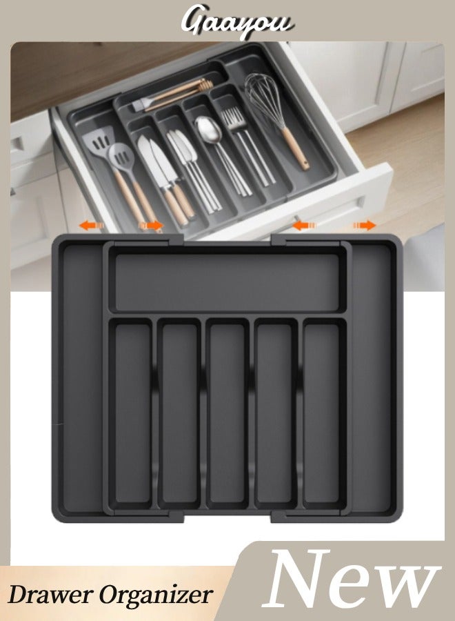 Gaayou Silverware Drawer Organizer, Expandable Utensil Tray for Kitchen, Adjustable Flatware and Cutlery Holder for Spoons Forks Knives - Image 1